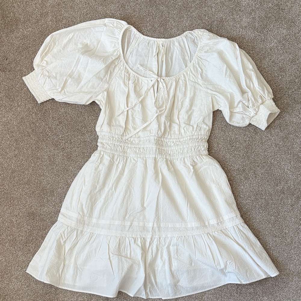 Anthropologie Cream Puff Sleeve Mini Dress